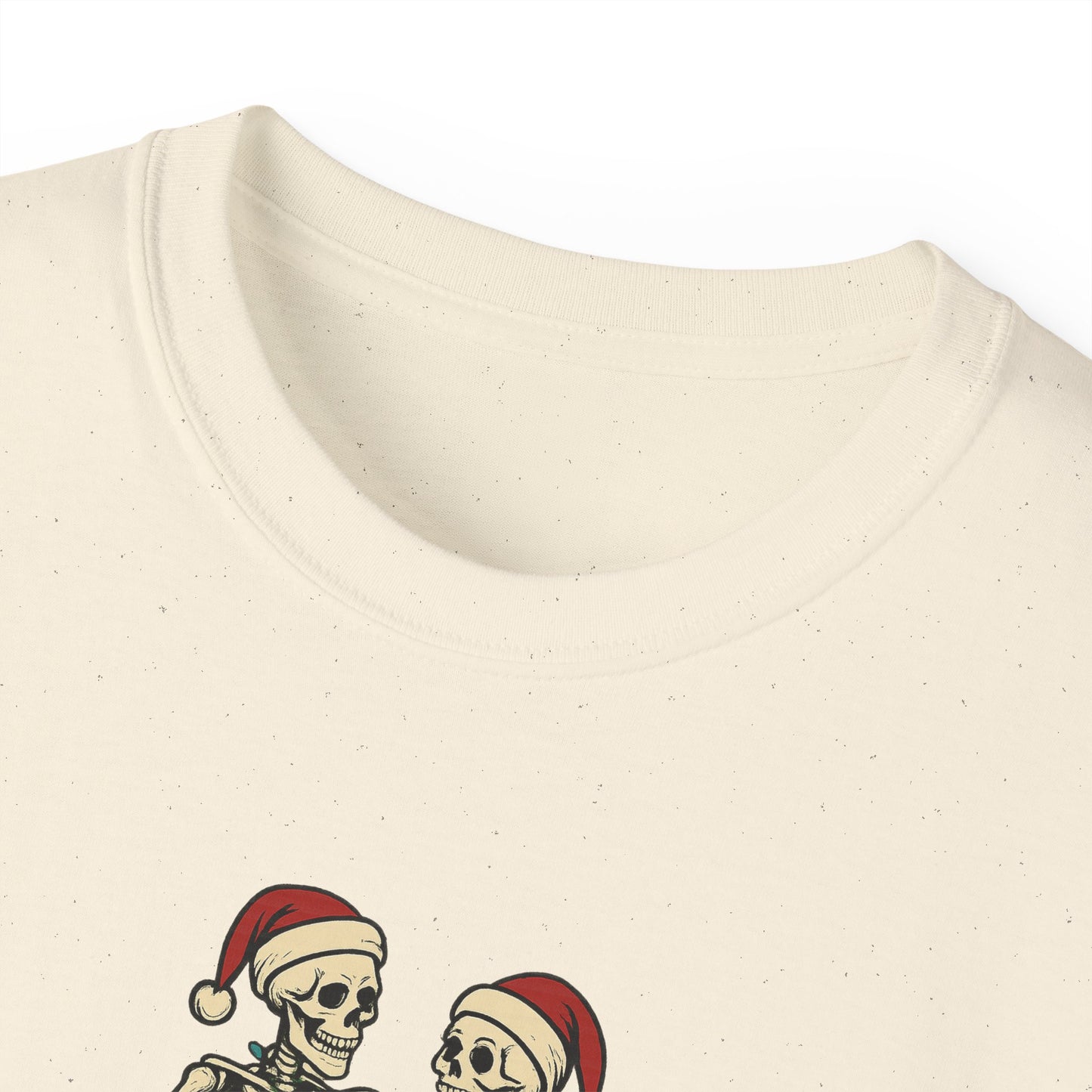 Holiday Skeleton T-Shirt, Funny Christmas Gift, Unisex Tee, Skeleton Lovers Apparel, Party Outfit, Quirky Holiday Top