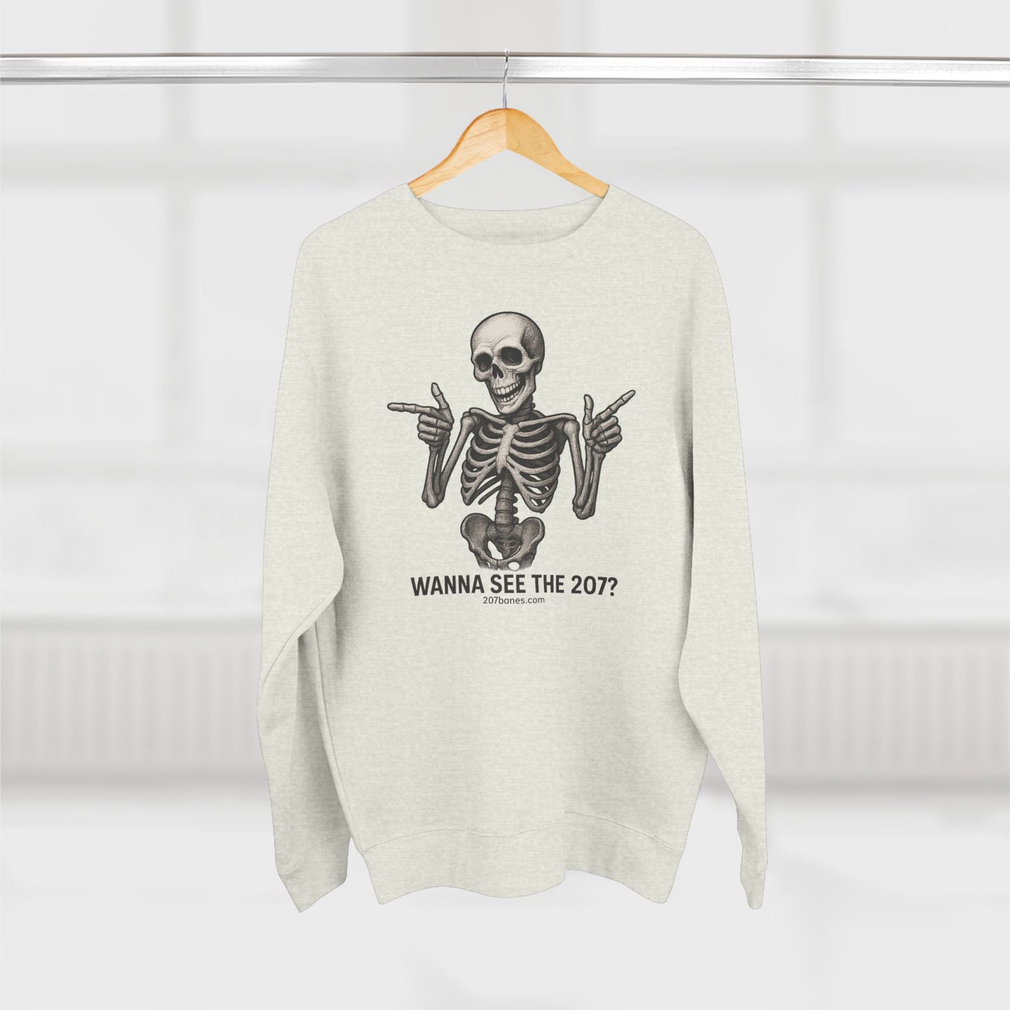 Skeleton Crewneck Sweatshirt - Wanna See the 207? Casual Halloween Apparel, Unisex Sweatshirt, Cozy Layering Piece, Funny Gift Idea, [...]