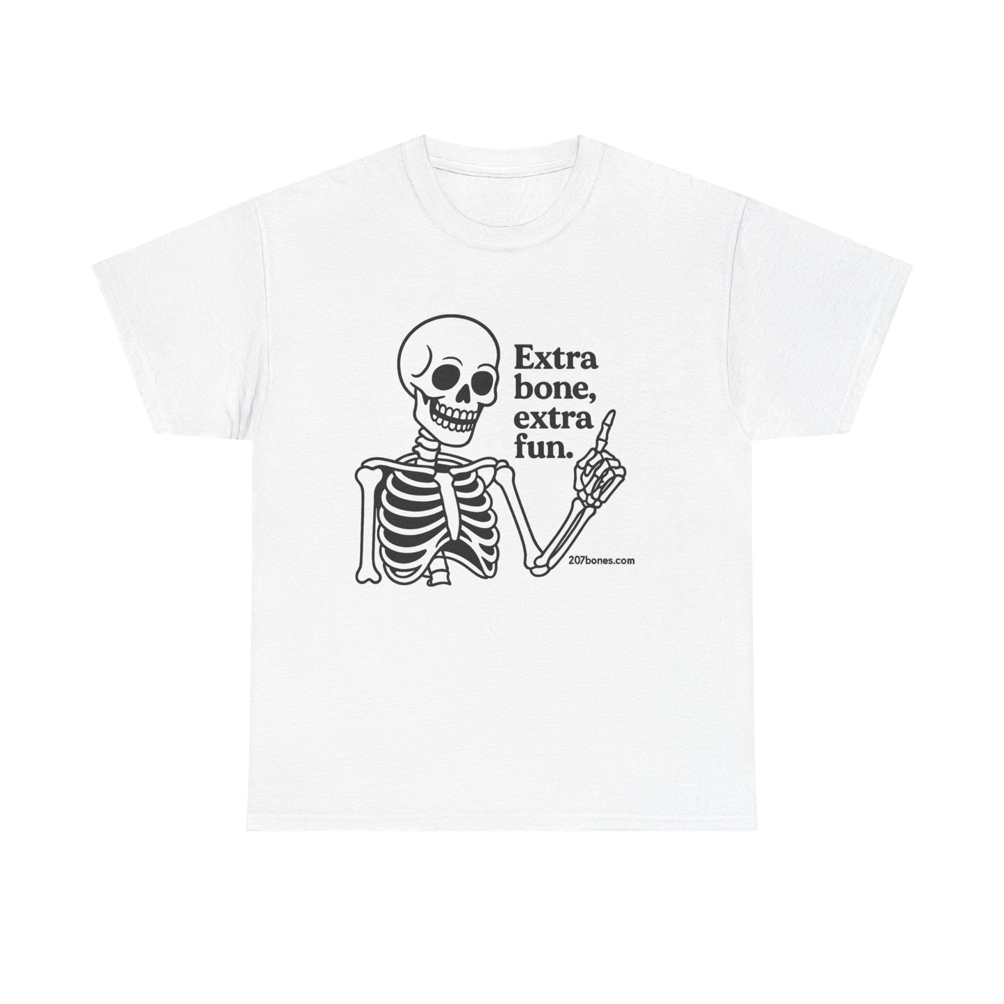 Extra Bone Extra Fun Skeleton Tee, Halloween T-Shirt, Funny Unisex Shirt, Spooky Gift, Graphic T-Shirt for Parties
