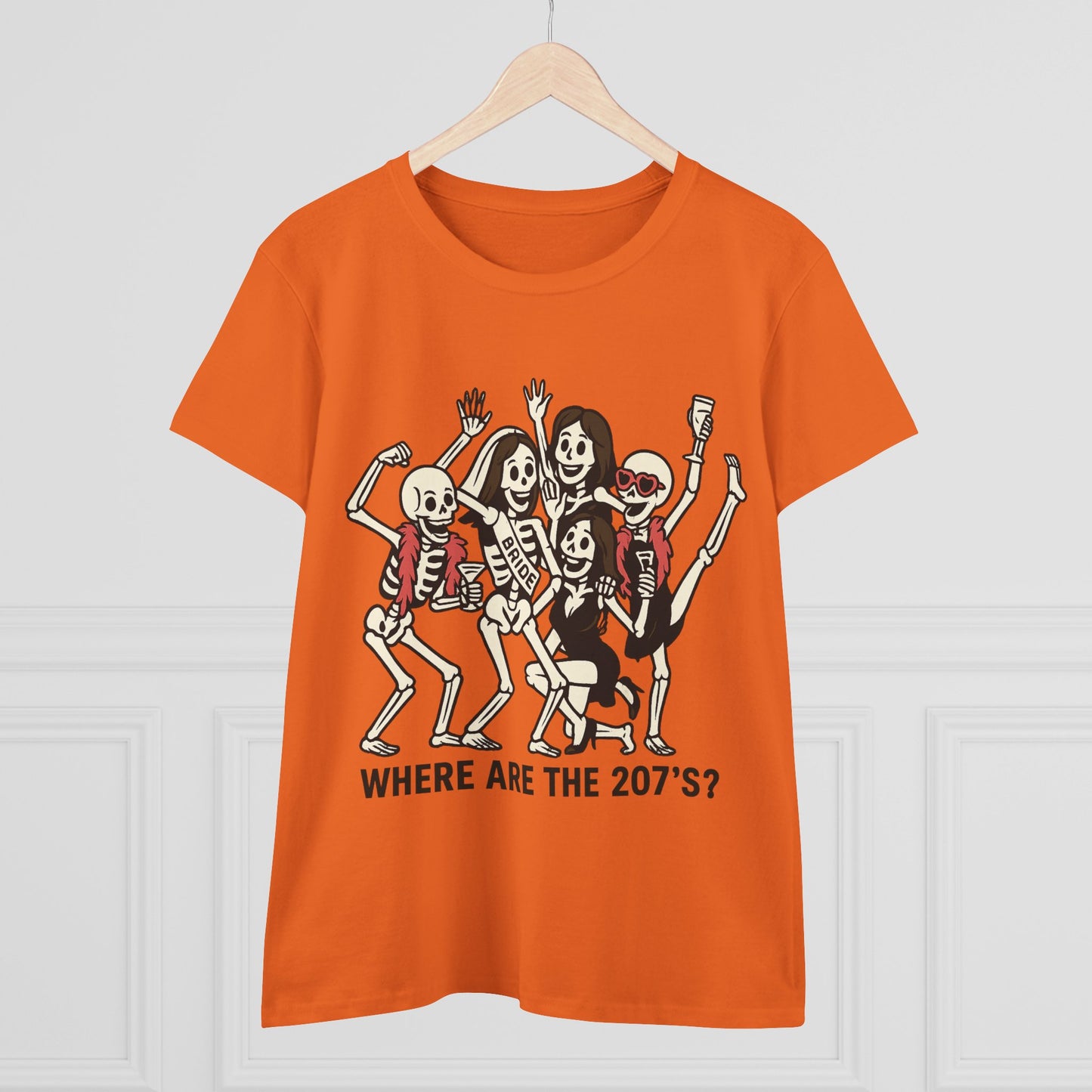 Skeleton Party Women's Tee - Spooky Fun T-Shirt for Halloween, Casual Wear, Gift for Friends, Party Outfit, 207'S Theme