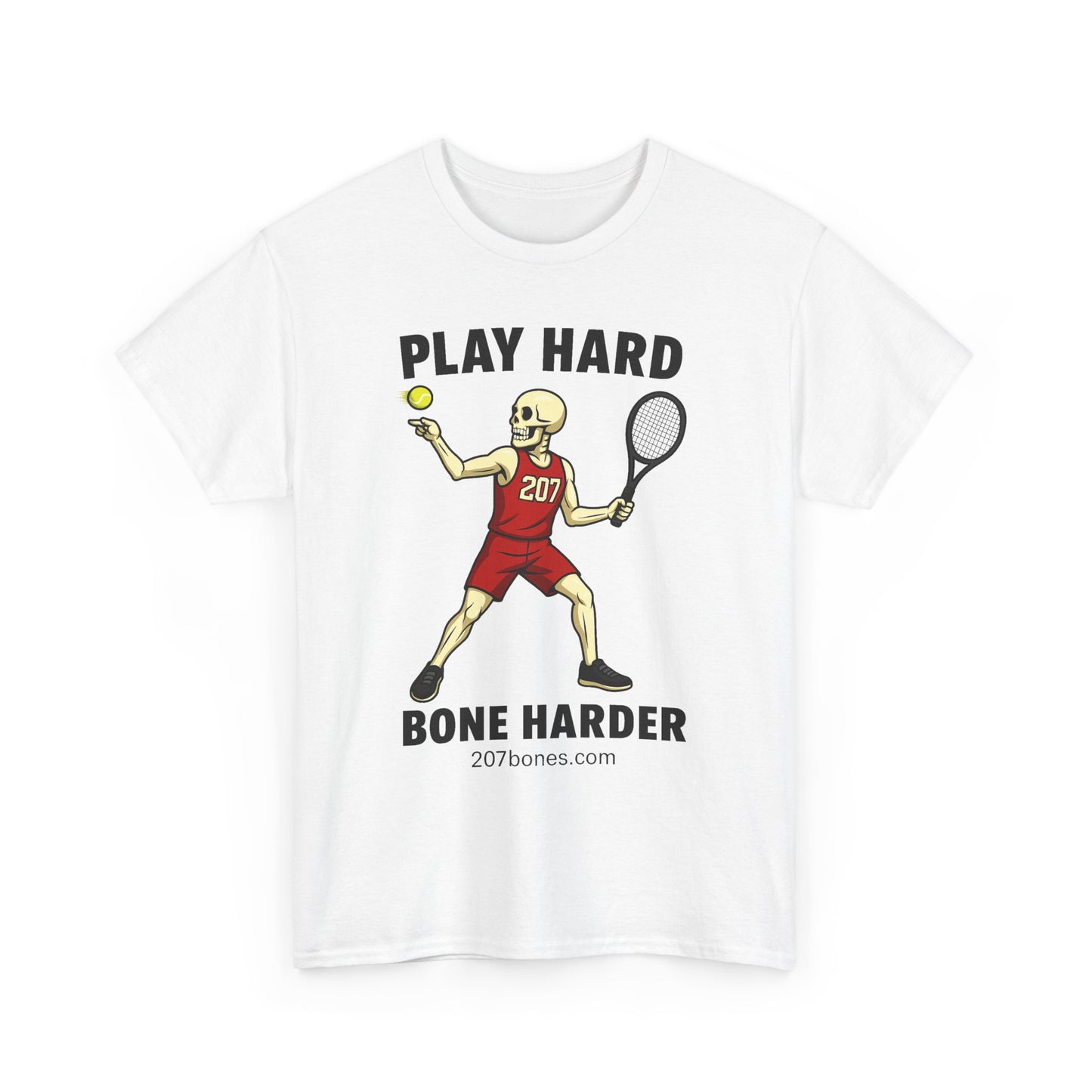 Play Hard Bone Harder Unisex Heavy Cotton Tee, Funny Sports Tee, Playful Gift for Athletes, Summer Casual Wear, Unique Workout Shirt