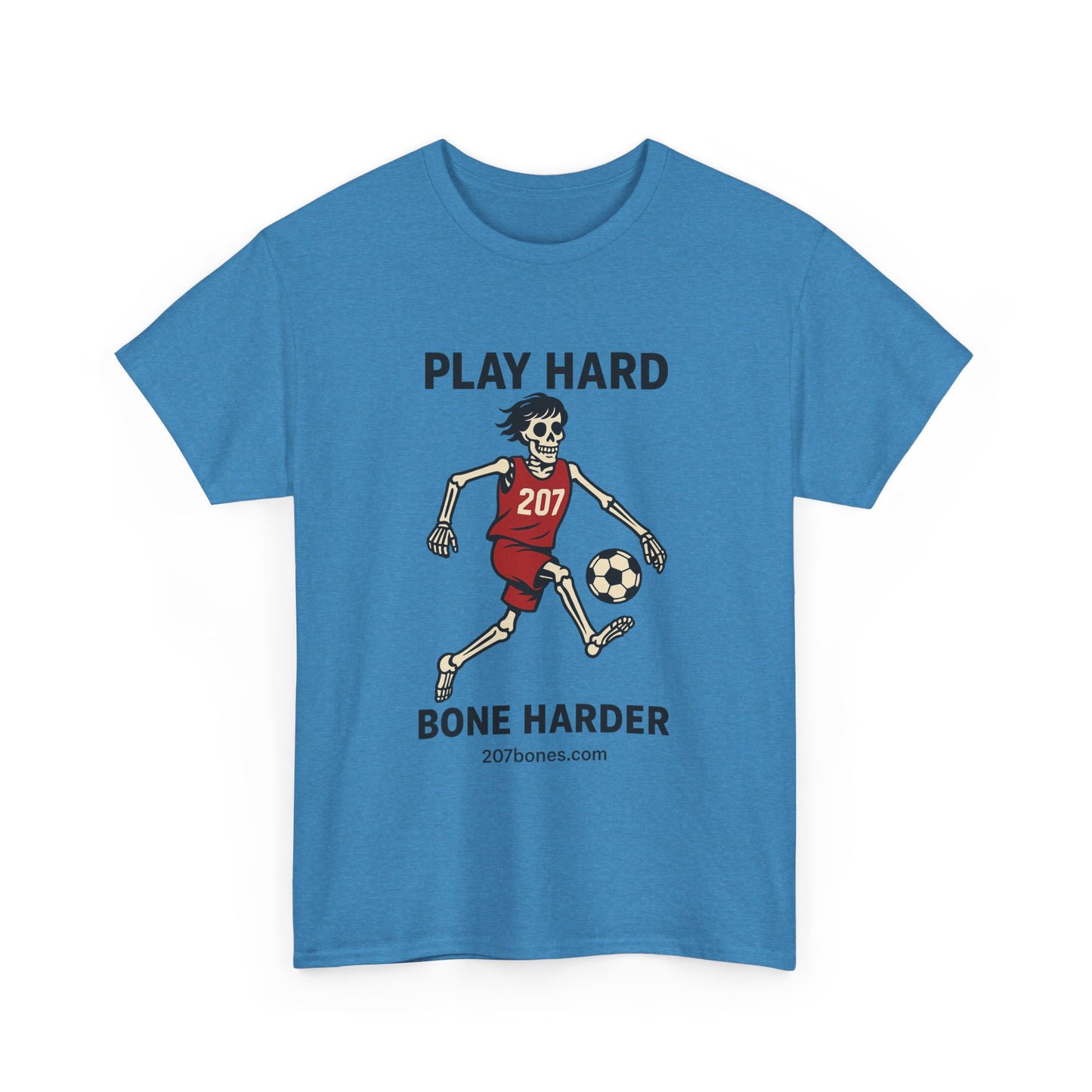 Play Hard Bone Harder Unisex Tee, Fun Sports T-Shirt, Casual Athletic Wear, Gift for Soccer Fans, Youth & Adult