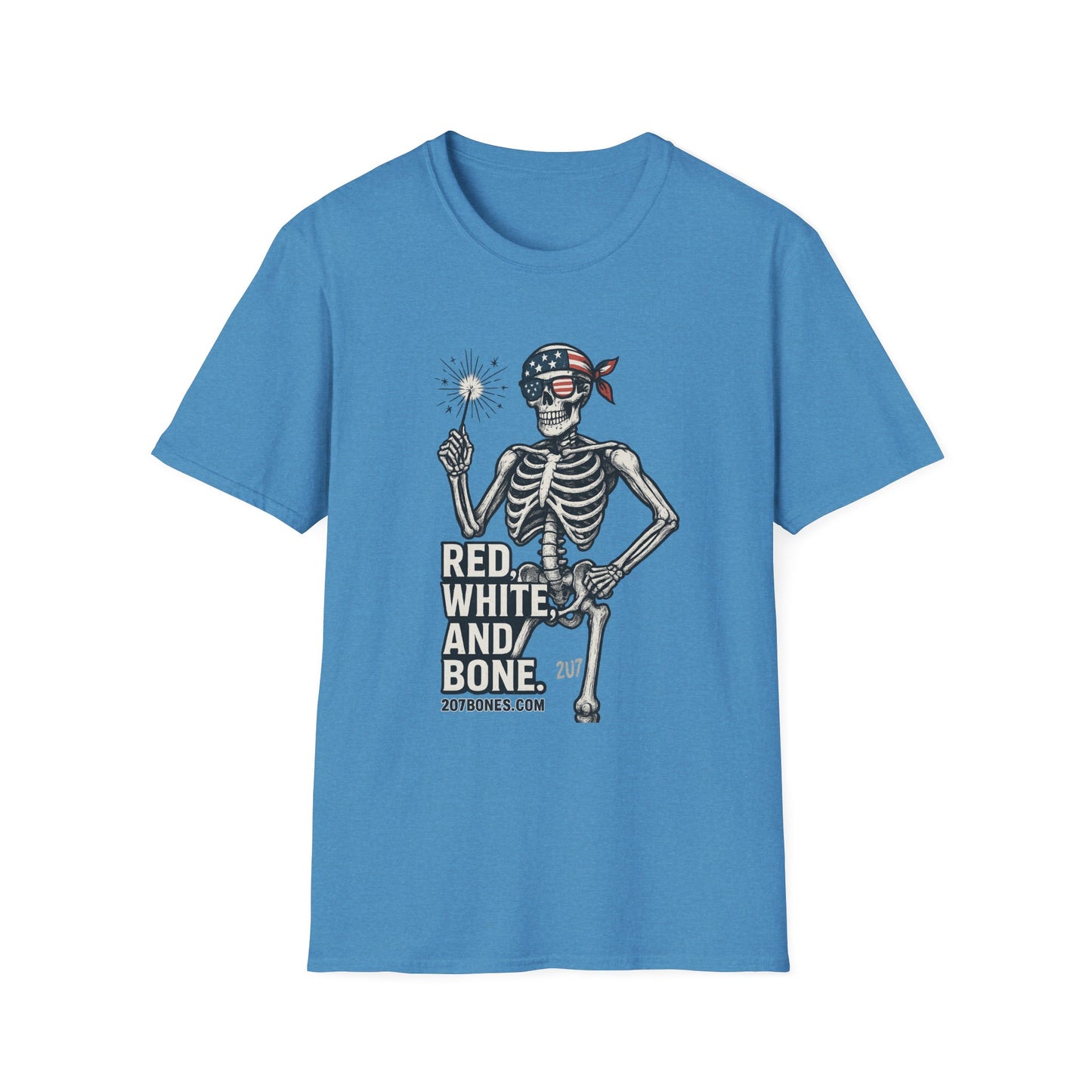 Patriotic Skeleton T-Shirt, Red White and Bone Shirt, Unisex Halloween Tee, Independence Day Gift, Fun Casual Apparel