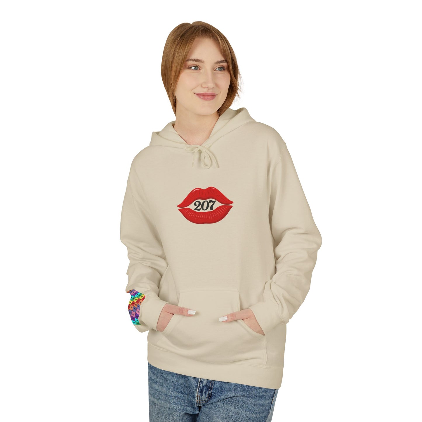 Kiss & Skull Graphic Fleece Hoodie - Trendy Unisex Sweatshirt for Casual Wear, Halloween, Party, Street Style, Gifts