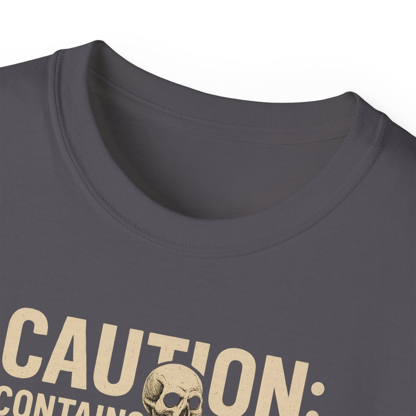 Caution Extra Bone Skeleton Tee, Funny Halloween Shirt, Unisex Spooky T-Shirt, Gift for Bone Lovers, Unique Skull Graphic Tee