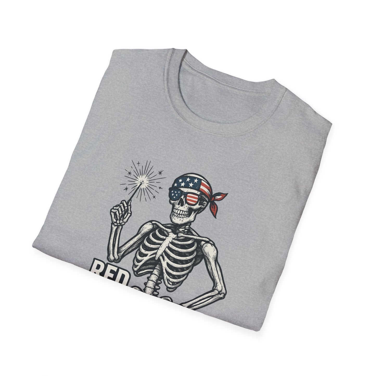 Patriotic Skeleton T-Shirt, Red White and Bone Shirt, Unisex Halloween Tee, Independence Day Gift, Fun Casual Apparel