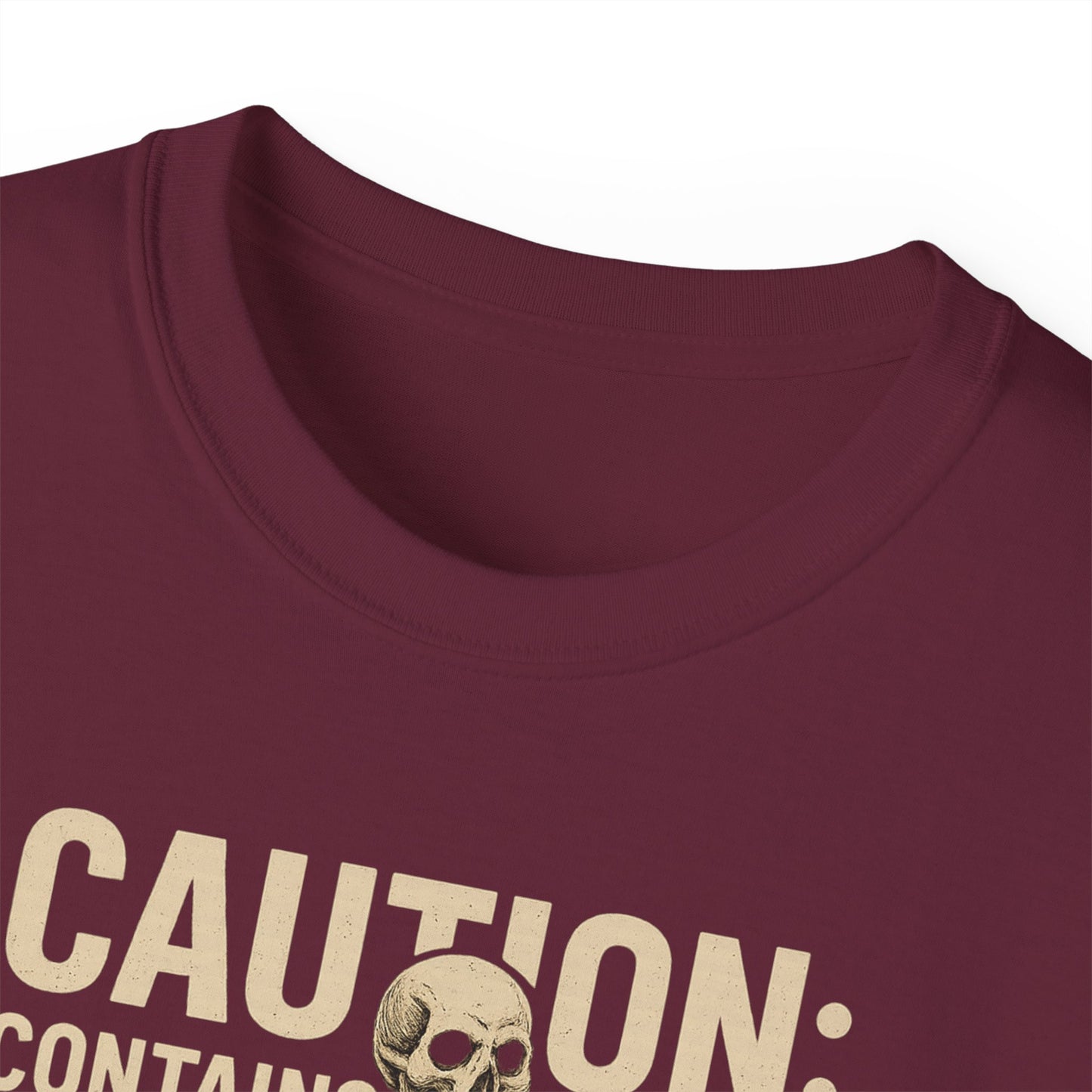 Caution Extra Bone Skeleton Tee, Funny Halloween Shirt, Unisex Spooky T-Shirt, Gift for Bone Lovers, Unique Skull Graphic Tee