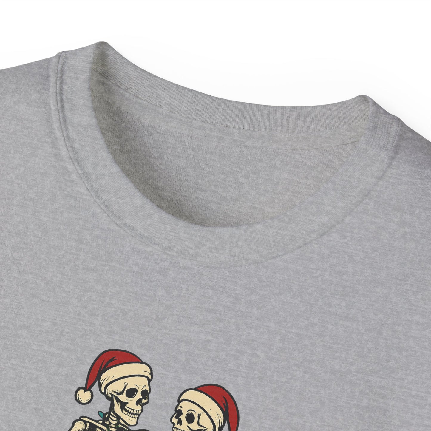 Holiday Skeleton T-Shirt, Funny Christmas Gift, Unisex Tee, Skeleton Lovers Apparel, Party Outfit, Quirky Holiday Top