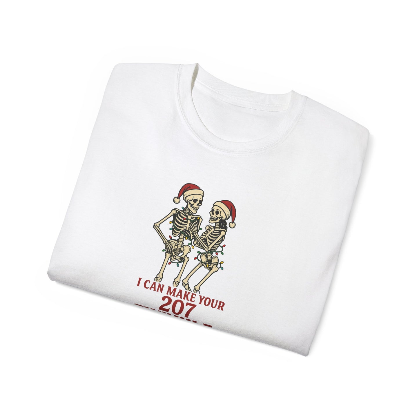 Holiday Skeleton T-Shirt, Funny Christmas Gift, Unisex Tee, Skeleton Lovers Apparel, Party Outfit, Quirky Holiday Top