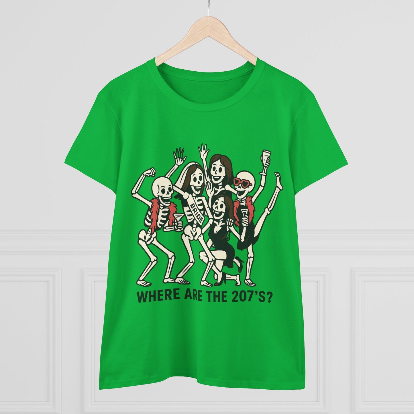 Skeleton Party Women's Tee - Spooky Fun T-Shirt for Halloween, Casual Wear, Gift for Friends, Party Outfit, 207'S Theme