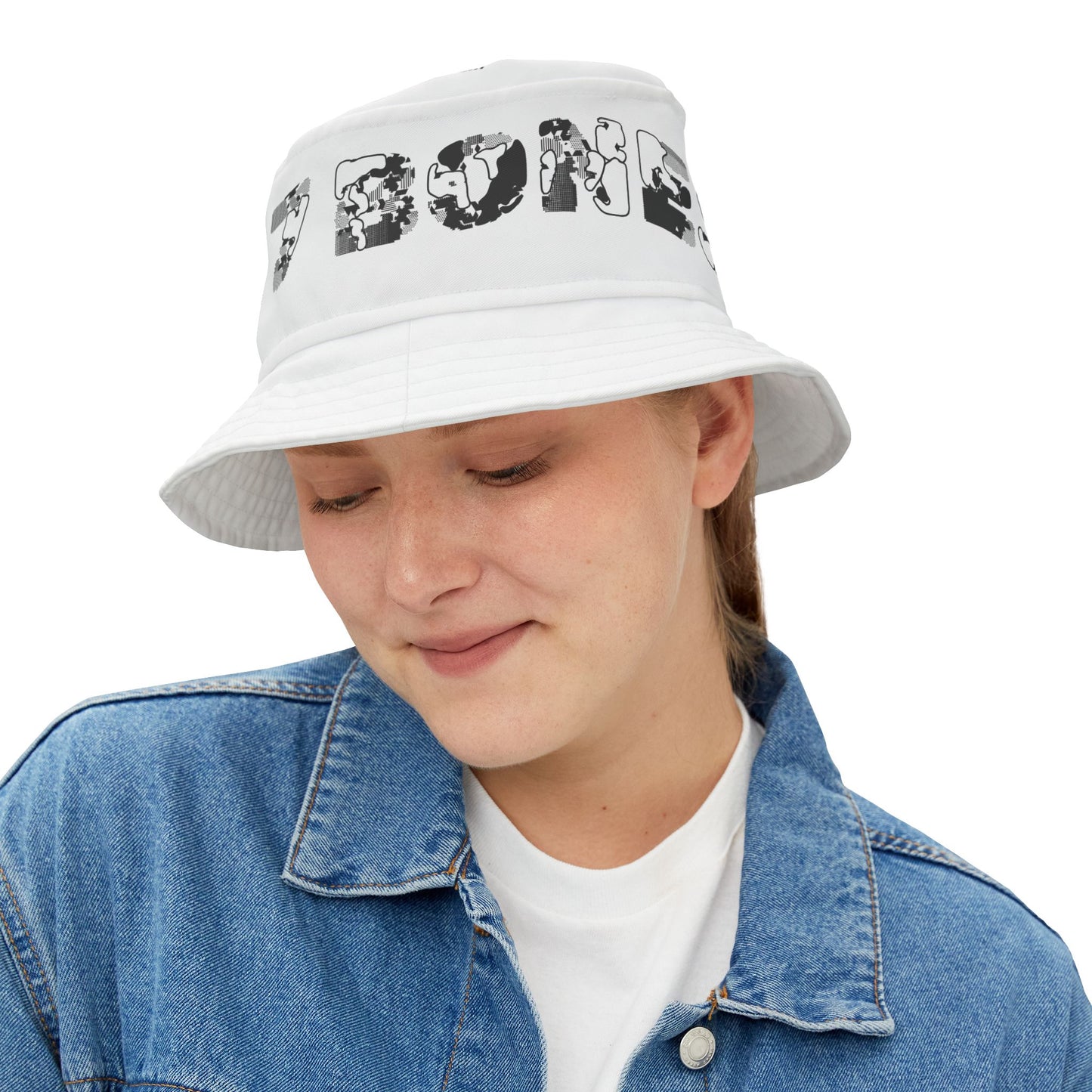 Stylish Bucket Hat, Beach Hat, Unisex Hat with print on front and top