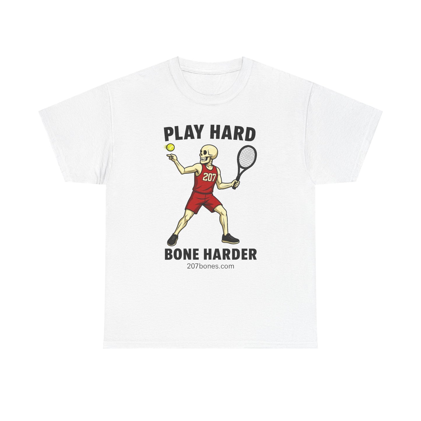 Play Hard Bone Harder Unisex Heavy Cotton Tee, Funny Sports Tee, Playful Gift for Athletes, Summer Casual Wear, Unique Workout Shirt