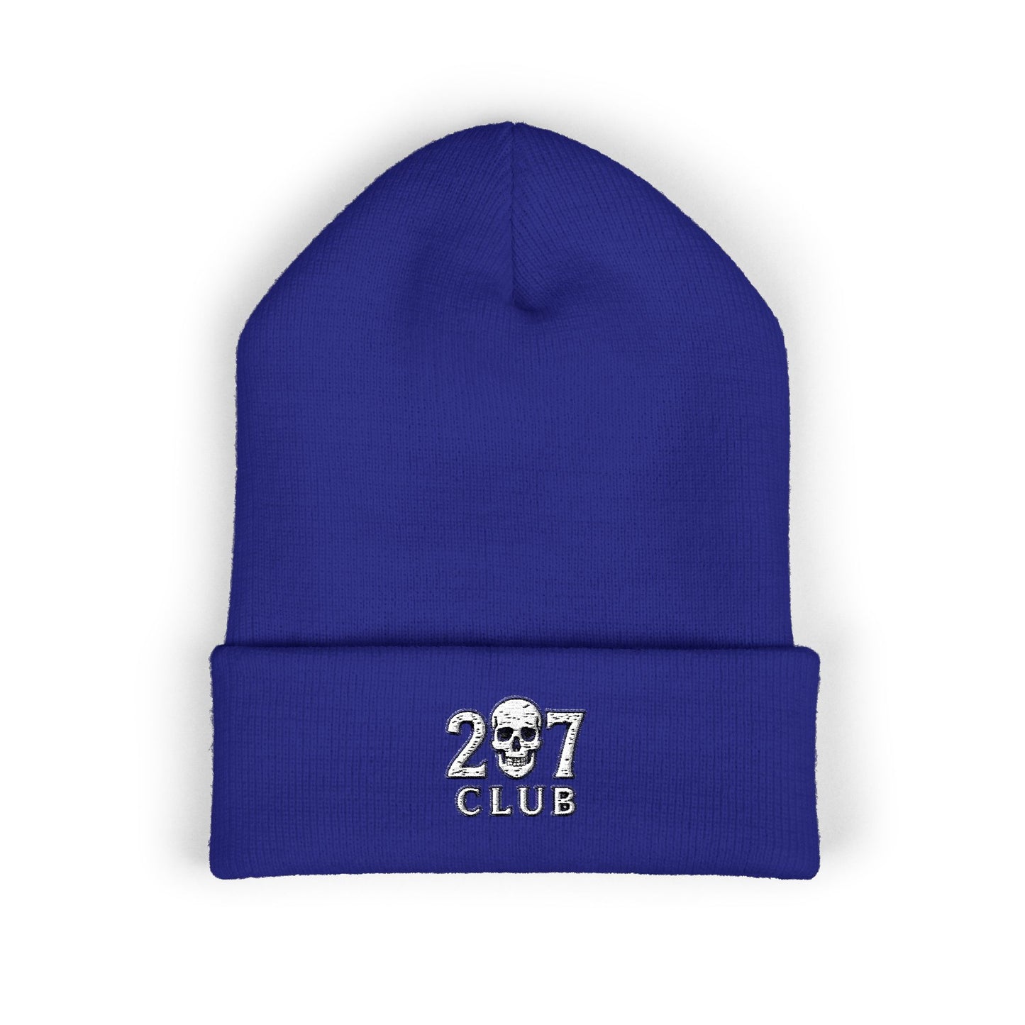 Classic Cuffed Beanie with 207 Skull Club Embroidery, Winter Hat, Gift for Him/Her, Streetwear Accessory, Unisex Beanie