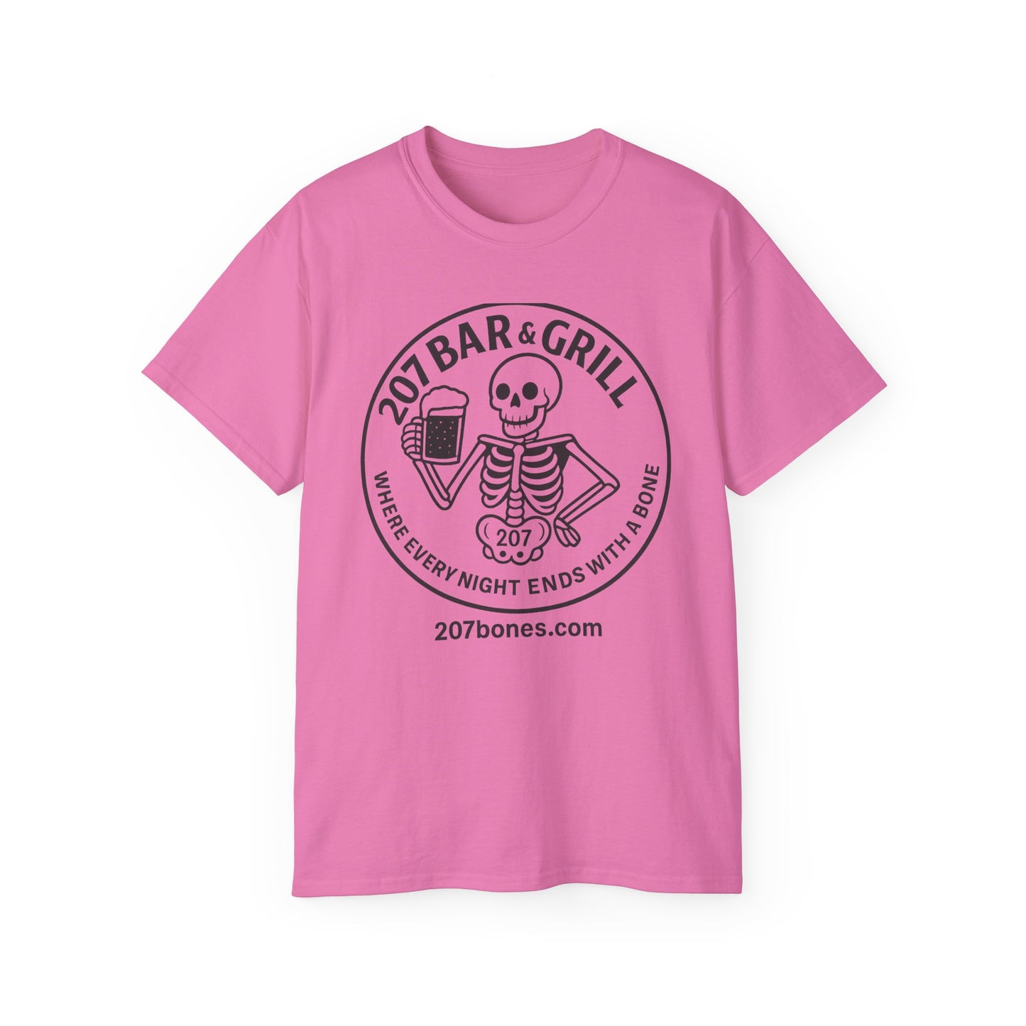 Skeleton Bar & Grill Tee, Fun Unisex Cotton T-Shirt for Halloween, Party Wear, Gift Idea, Casual Outfit