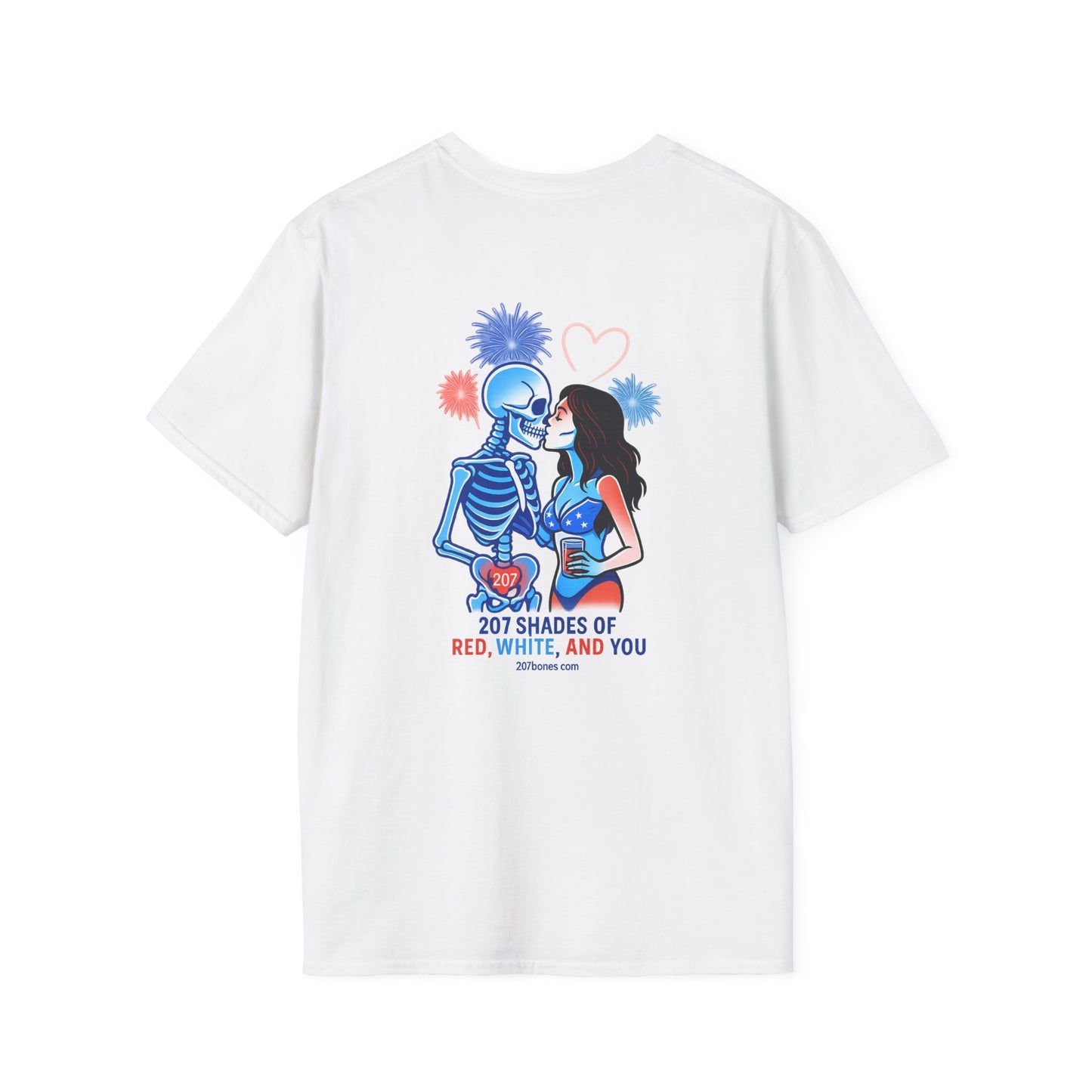 Romantic Unisex T-Shirt with Skeleton and Lips Design, Fun Couples Tee, Date Night Outfit, Halloween Costume, Unique Gift