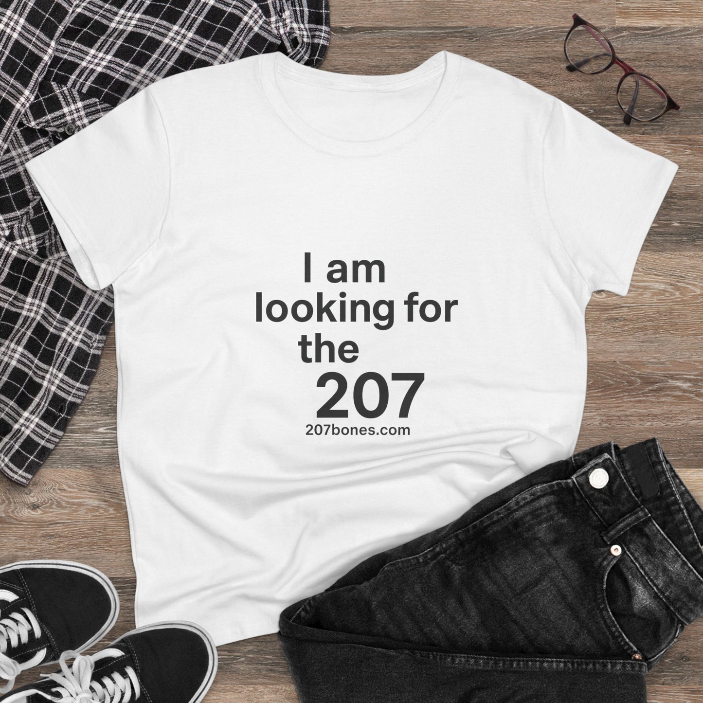 I Am Looking for the 207 Women's Cotton Tee, Fun Graphic T-Shirt, Casual Wear, Gift for Her, Everyday Comfort Tee