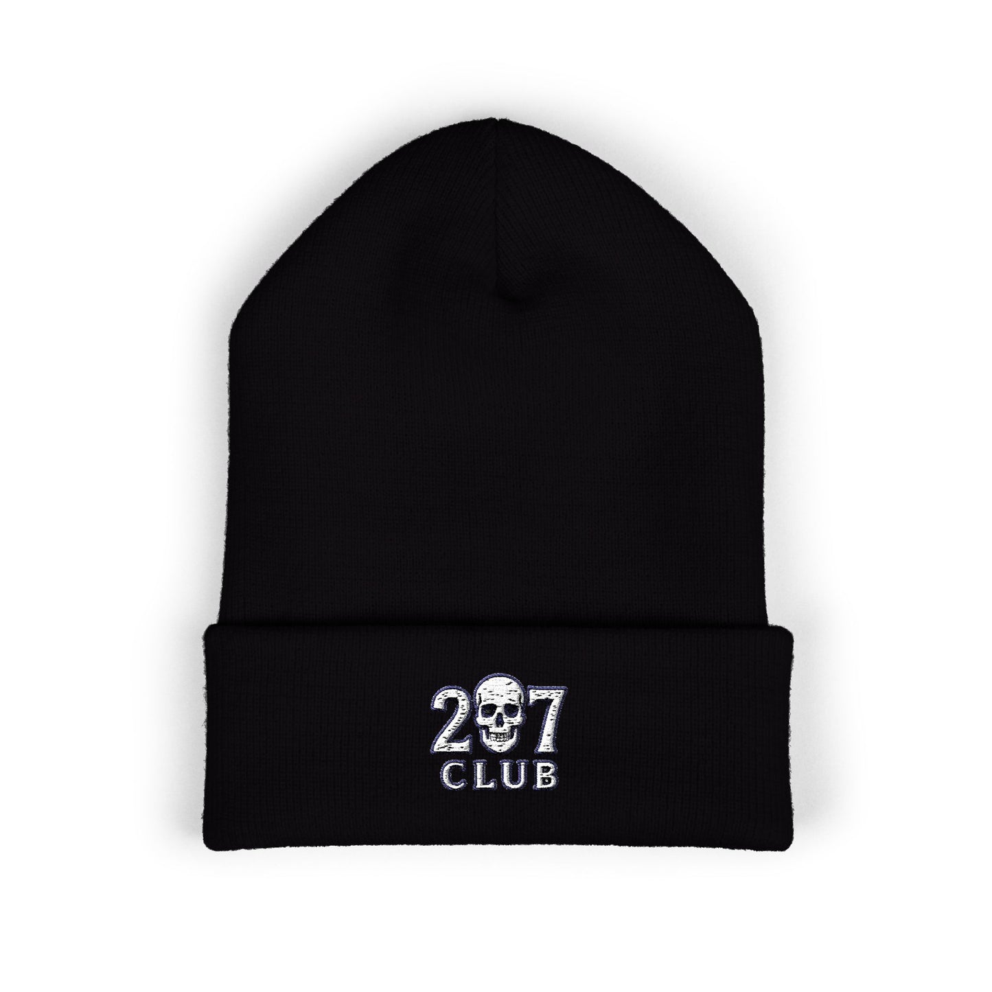 Classic Cuffed Beanie with 207 Skull Club Embroidery, Winter Hat, Gift for Him/Her, Streetwear Accessory, Unisex Beanie