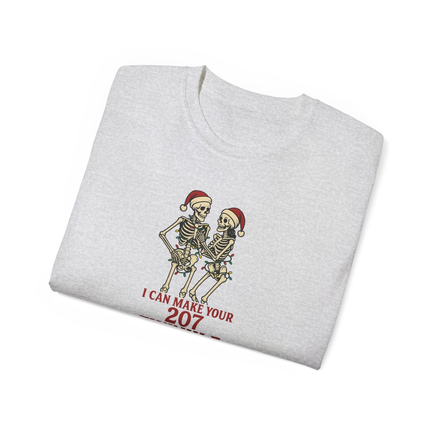 Holiday Skeleton T-Shirt, Funny Christmas Gift, Unisex Tee, Skeleton Lovers Apparel, Party Outfit, Quirky Holiday Top