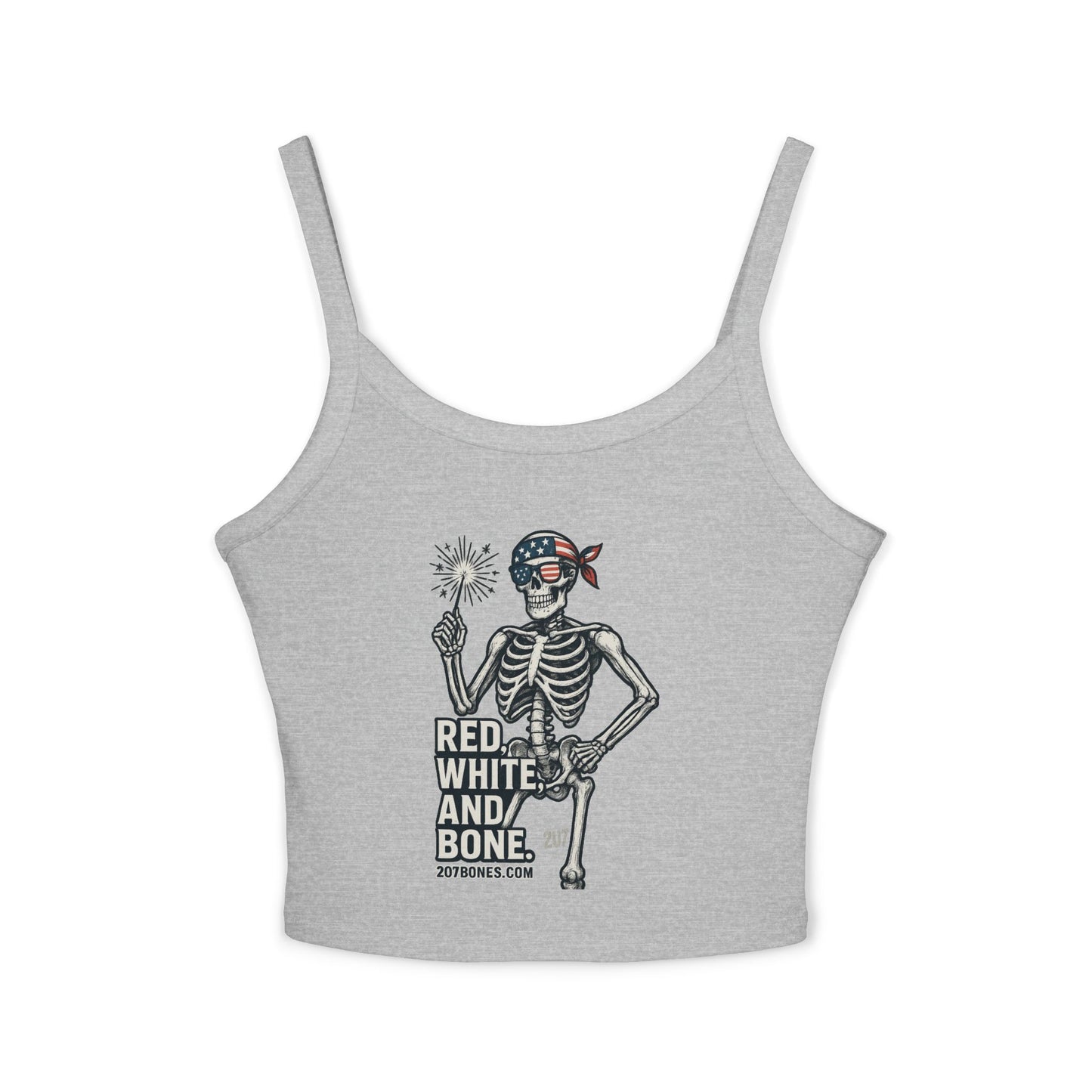 Patriotic Skeleton Tank Top, Women's Spaghetti Strap Tank, Summer Style, Holiday Apparel, 4th of July, Festival Outfit, Casual Wear