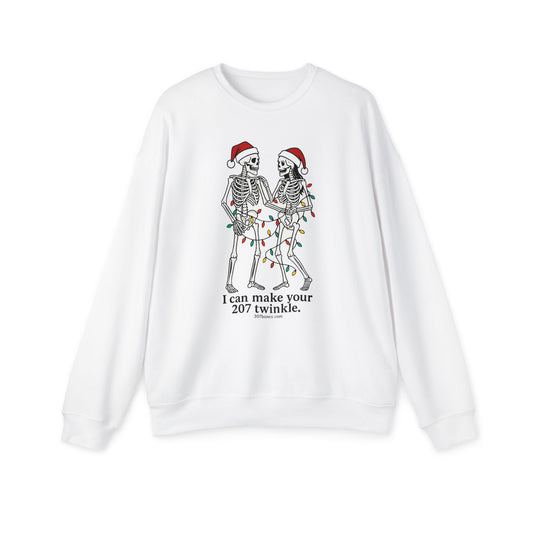 Festive Skeleton Sweatshirt - I Can Make Your 207 Twinkle, Cozy Holiday Gift, Unisex Sweatshirt, Xmas Apparel, Halloween Style, Casual [...]