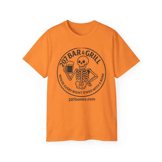 Skeleton Bar & Grill Tee, Fun Unisex Cotton T-Shirt for Halloween, Party Wear, Gift Idea, Casual Outfit