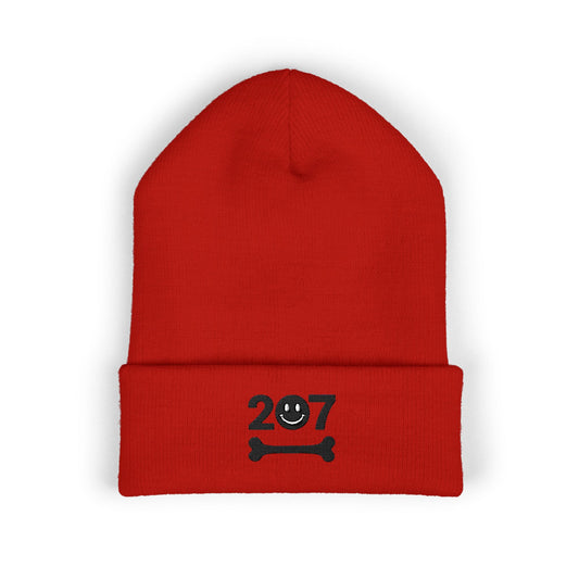 Classic Cuffed Beanie with 207 Embroidery, Trendy Winter Hat, Casual Streetwear Accessory, Unique Gift for Him or Her