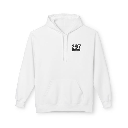 207 Bar & Grill Skeleton Hoodie, Softstyle Midweight Fleece, Unisex Pullover, Fun Gift for Halloween, Cozy Lounge Wear