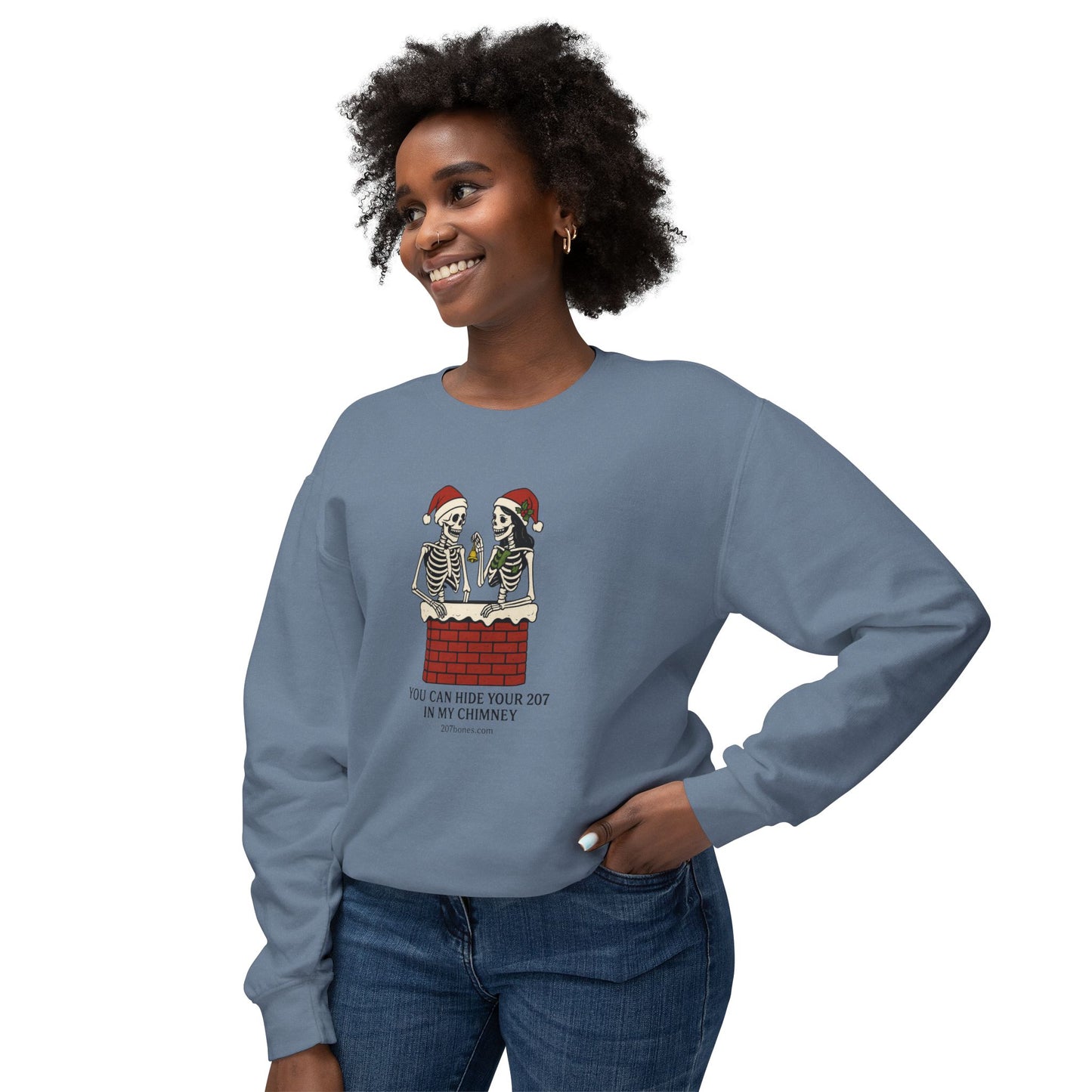 Fun Holiday Skeleton Sweatshirt, Unisex Crewneck, Christmas Humor, Cozy Gift for Friends, Halloween Vibe, Festive Apparel
