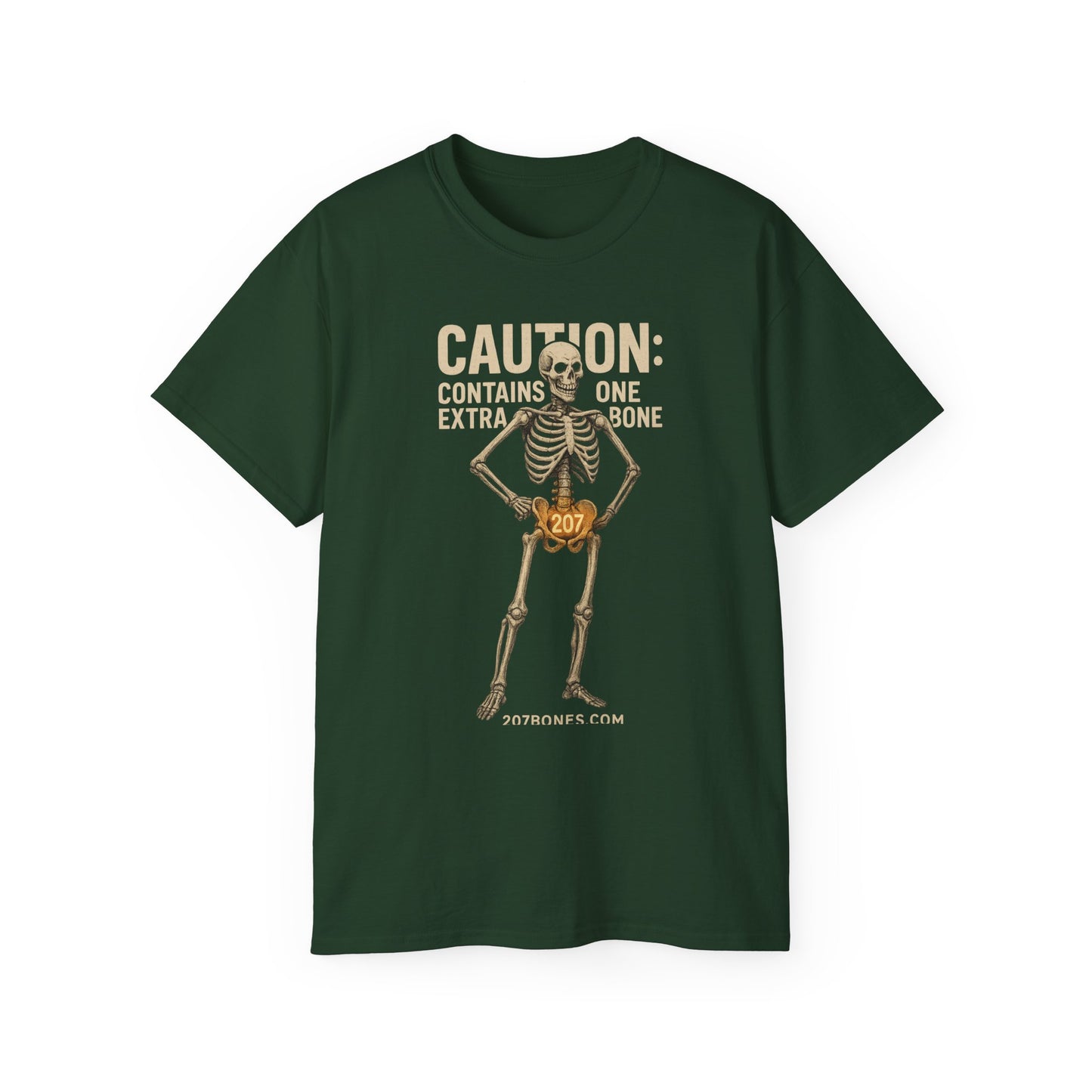 Caution Extra Bone Skeleton Tee, Funny Halloween Shirt, Unisex Spooky T-Shirt, Gift for Bone Lovers, Unique Skull Graphic Tee