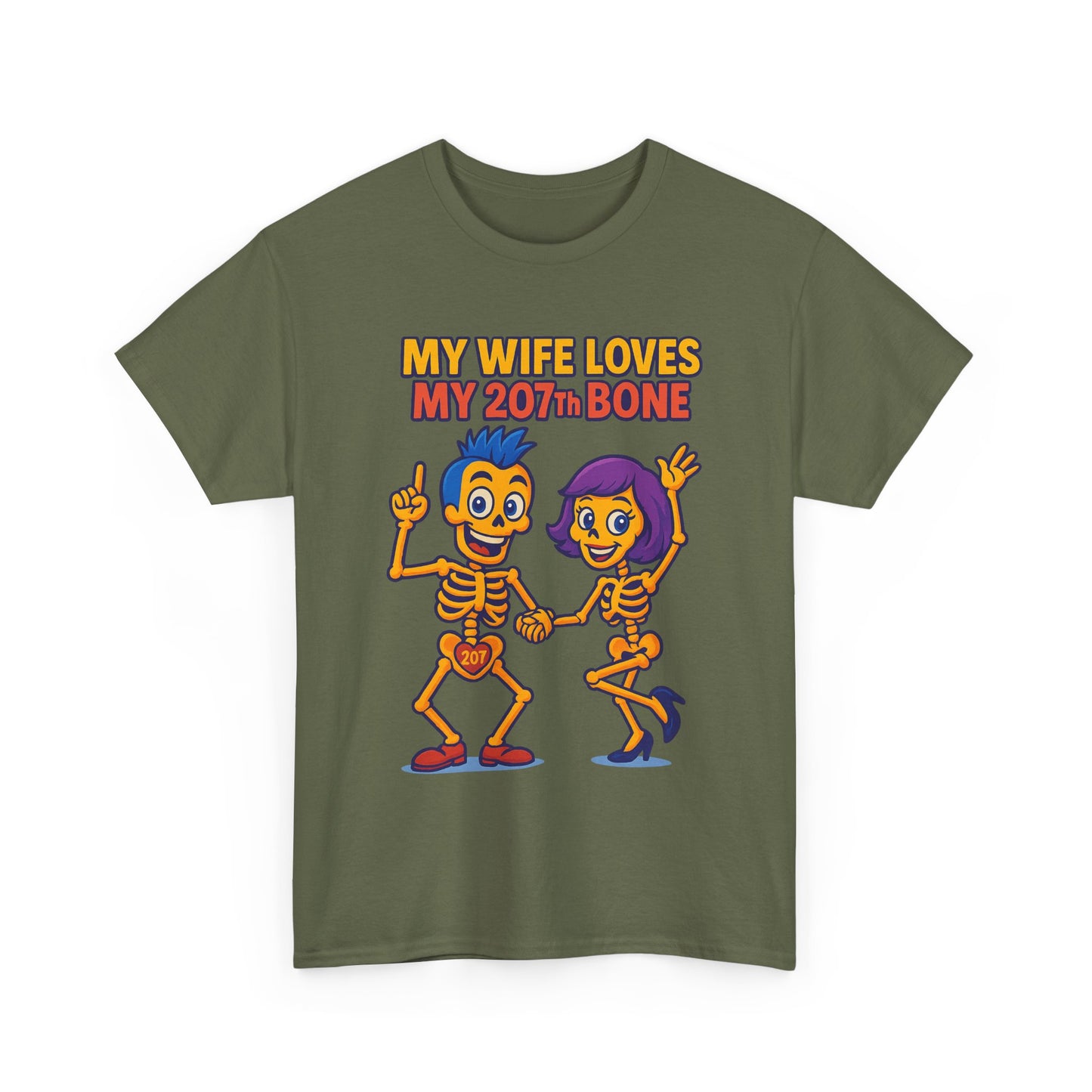 Funny Skeleton Tee, My Wife Loves My 207th Bone Shirt, Halloween Apparel, Couples Costume Tee, Unisex Graphic T-Shirt, Gift for Her