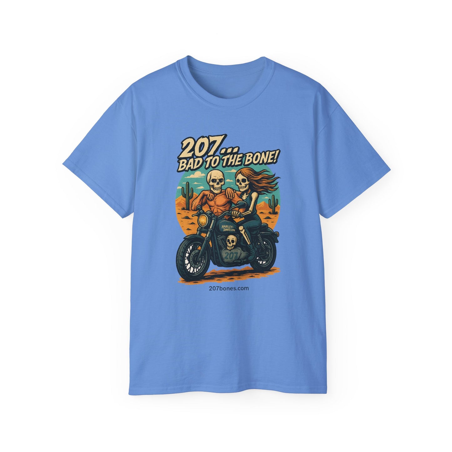 Bad to the Bone Unisex Cotton Tee, Vintage Motorcycle Shirt, Biker Gift, Skull Art Tee, Casual Wear, Unisex Graphic T-Shirt