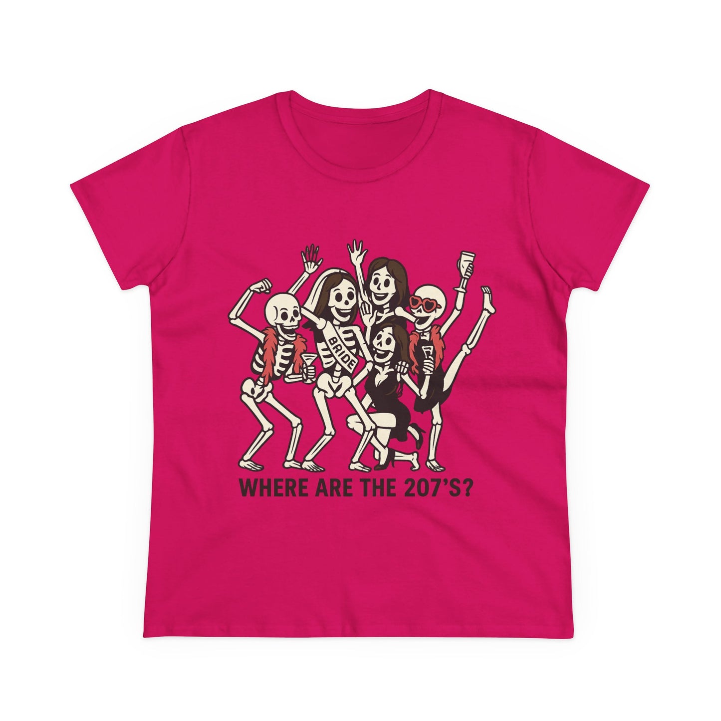Skeleton Party Women's Tee - Spooky Fun T-Shirt for Halloween, Casual Wear, Gift for Friends, Party Outfit, 207'S Theme