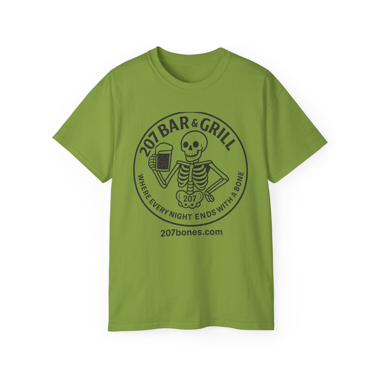 Skeleton Bar & Grill Tee, Fun Unisex Cotton T-Shirt for Halloween, Party Wear, Gift Idea, Casual Outfit