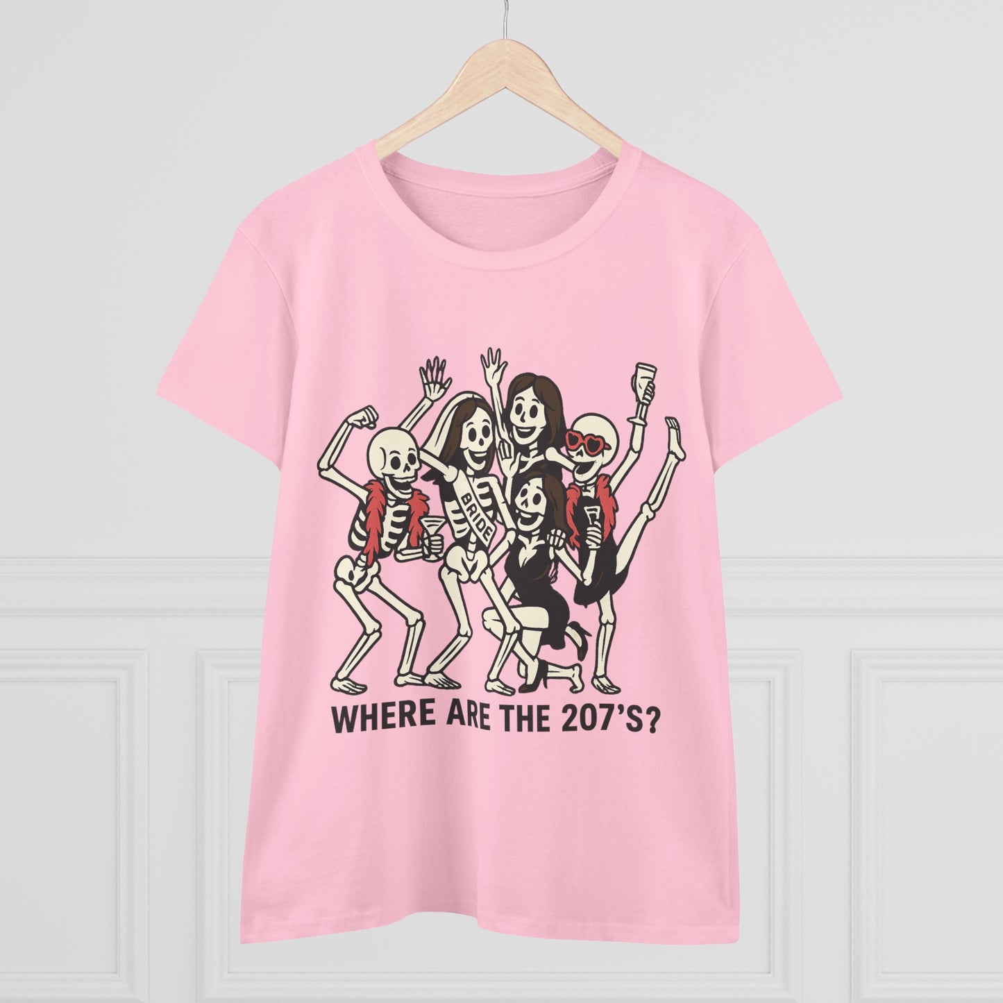 Skeleton Party Women's Tee - Spooky Fun T-Shirt for Halloween, Casual Wear, Gift for Friends, Party Outfit, 207'S Theme
