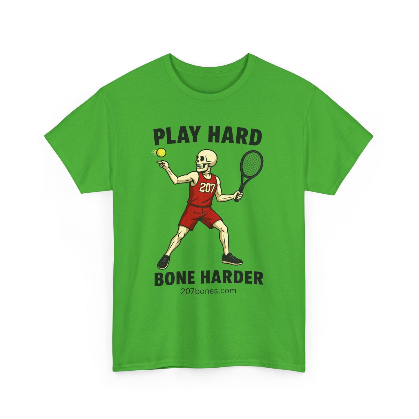 Play Hard Bone Harder Unisex Heavy Cotton Tee, Funny Sports Tee, Playful Gift for Athletes, Summer Casual Wear, Unique Workout Shirt