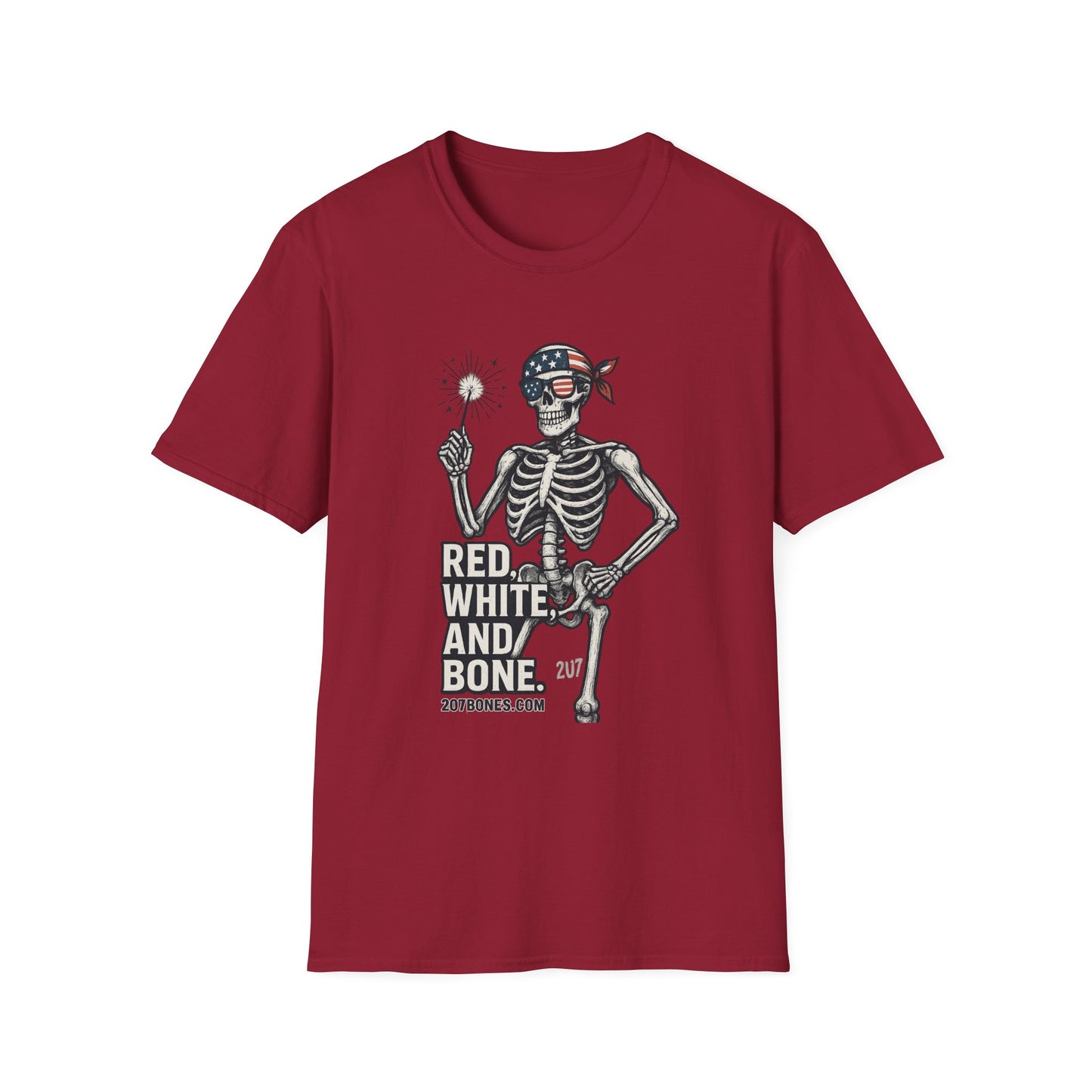 Patriotic Skeleton T-Shirt, Red White and Bone Shirt, Unisex Halloween Tee, Independence Day Gift, Fun Casual Apparel