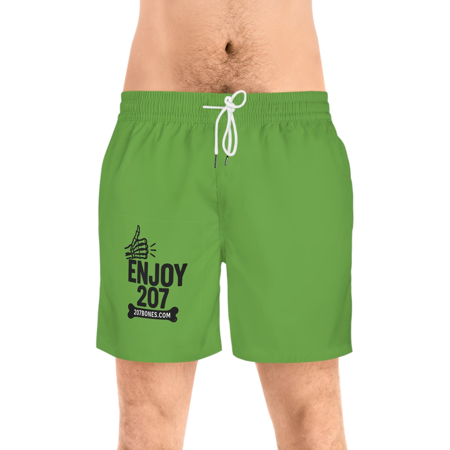 Men's Swim Shorts with Fun 'Enjoy 207' Design, Summer Beachwear, Vacation Essentials, Pool Party Style, Surf and Sea Ready