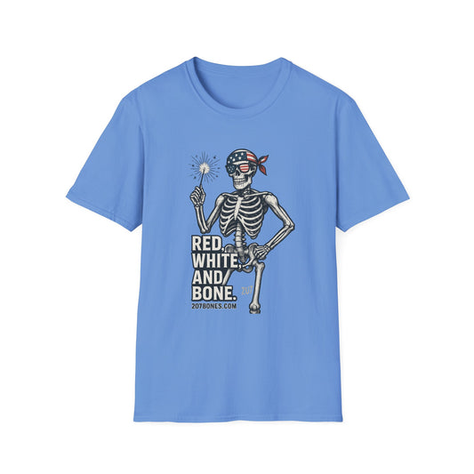 Patriotic Skeleton T-Shirt, Red White and Bone Shirt, Unisex Halloween Tee, Independence Day Gift, Fun Casual Apparel