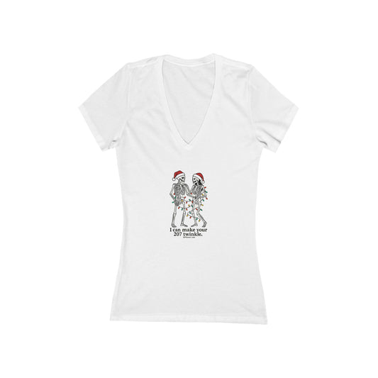 Festive Graphic Tee, Christmas T-Shirt, Holiday Apparel, Women's V-Neck Shirt, Casual Cute Top, Gift for Her