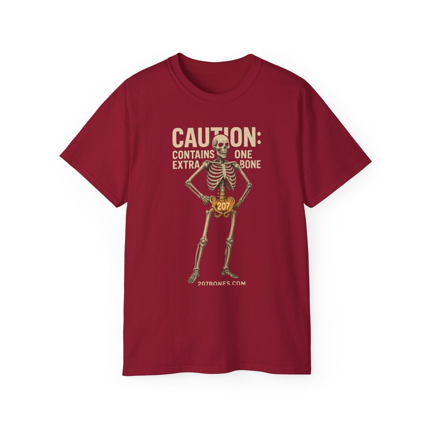 Caution Extra Bone Skeleton Tee, Funny Halloween Shirt, Unisex Spooky T-Shirt, Gift for Bone Lovers, Unique Skull Graphic Tee