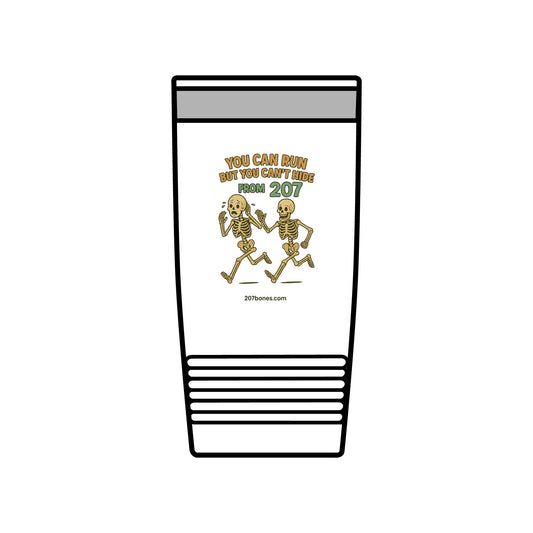 Fun Skeleton Insulated Tumbler, 20oz - You Can Run But You Can't Hide from 2023, Halloween Gift, Spooky Travel Mug, Stylish Drinkware