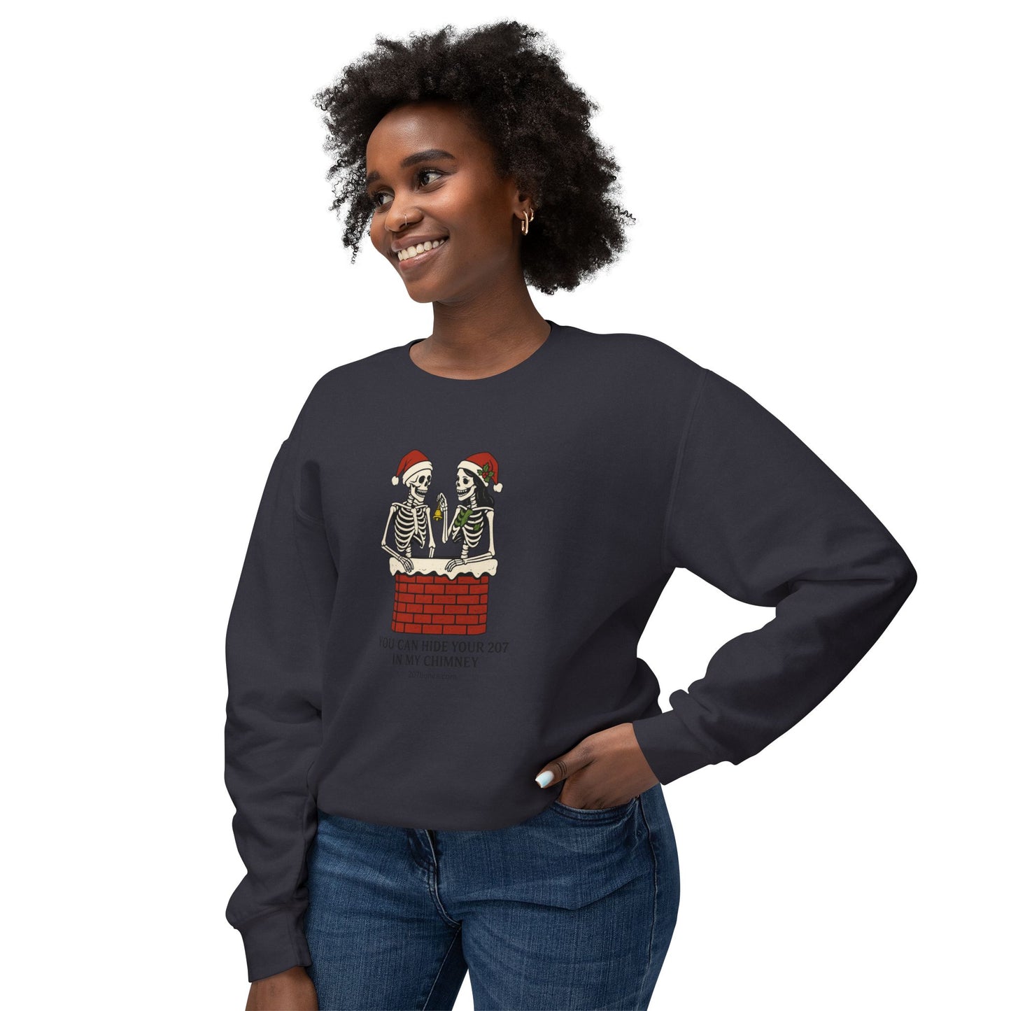 Fun Holiday Skeleton Sweatshirt, Unisex Crewneck, Christmas Humor, Cozy Gift for Friends, Halloween Vibe, Festive Apparel