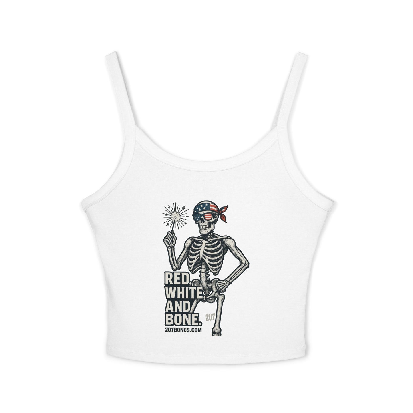 Patriotic Skeleton Tank Top, Women's Spaghetti Strap Tank, Summer Style, Holiday Apparel, 4th of July, Festival Outfit, Casual Wear