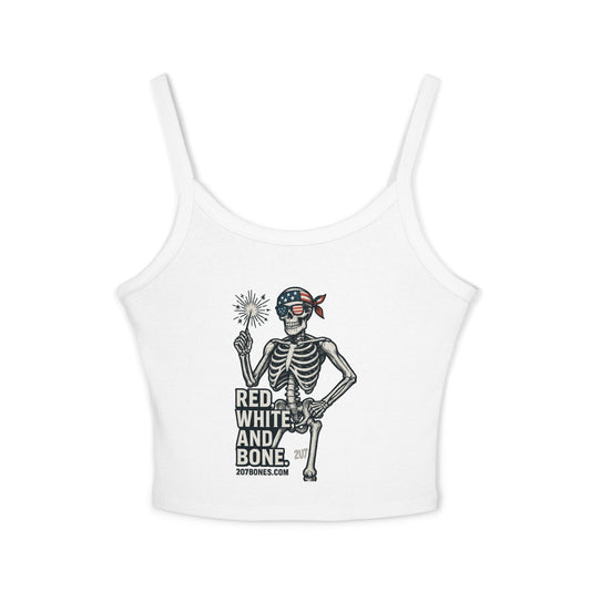 Patriotic Skeleton Tank Top, Women's Spaghetti Strap Tank, Summer Style, Holiday Apparel, 4th of July, Festival Outfit, Casual Wear