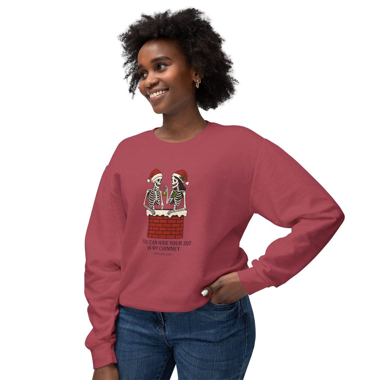 Fun Holiday Skeleton Sweatshirt, Unisex Crewneck, Christmas Humor, Cozy Gift for Friends, Halloween Vibe, Festive Apparel