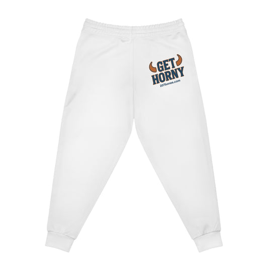 Get Horny Athletic Joggers, Funny Activewear, Unisex Sweatpants, Gift for Him/Her, Casual Workout Pants, Gym Apparel