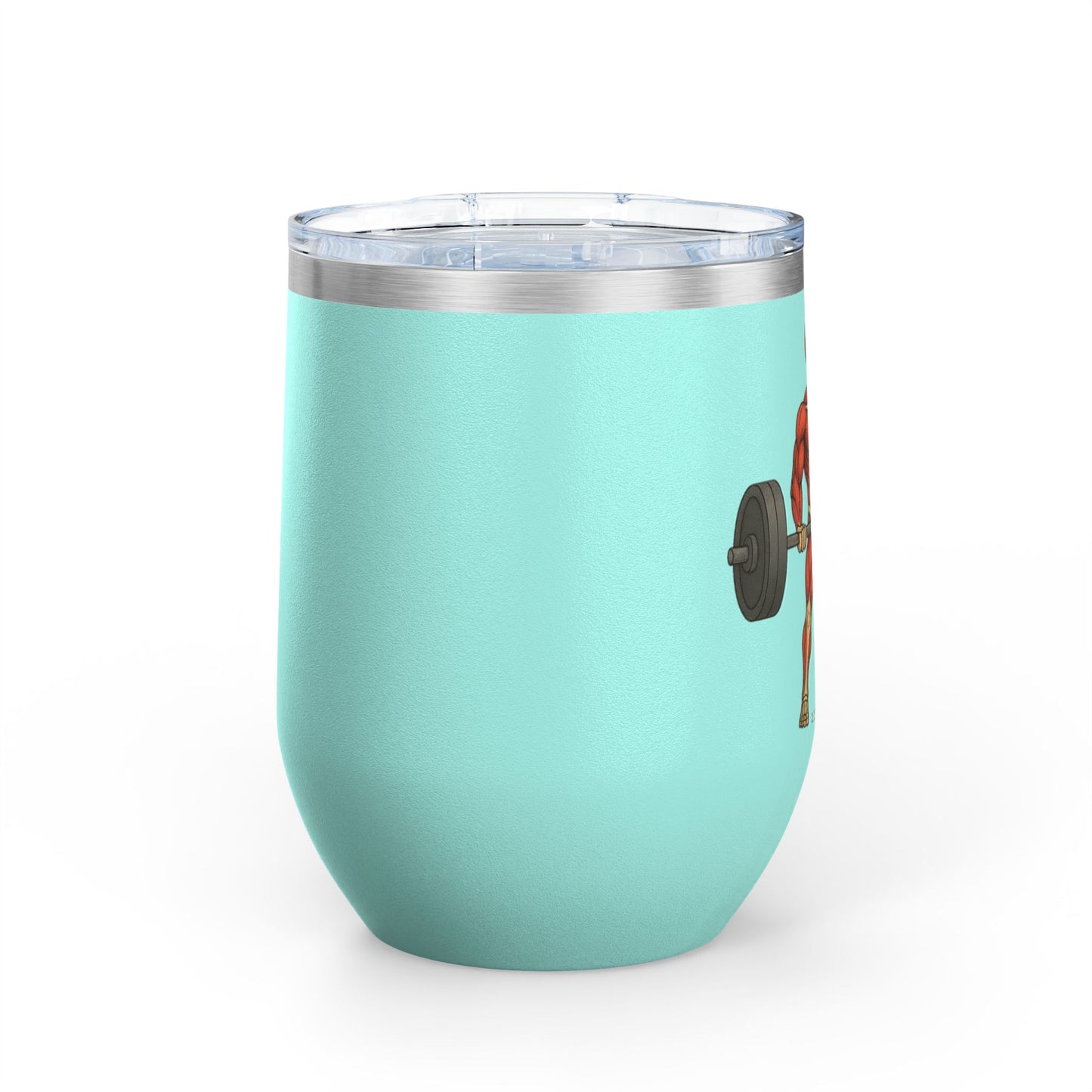 Skeleton Weightlifting Wine Tumbler, 12oz - Gym Lover, Fitness Gift, Unique Insulated Drinkware, Workout Buddy, Skeleton Design