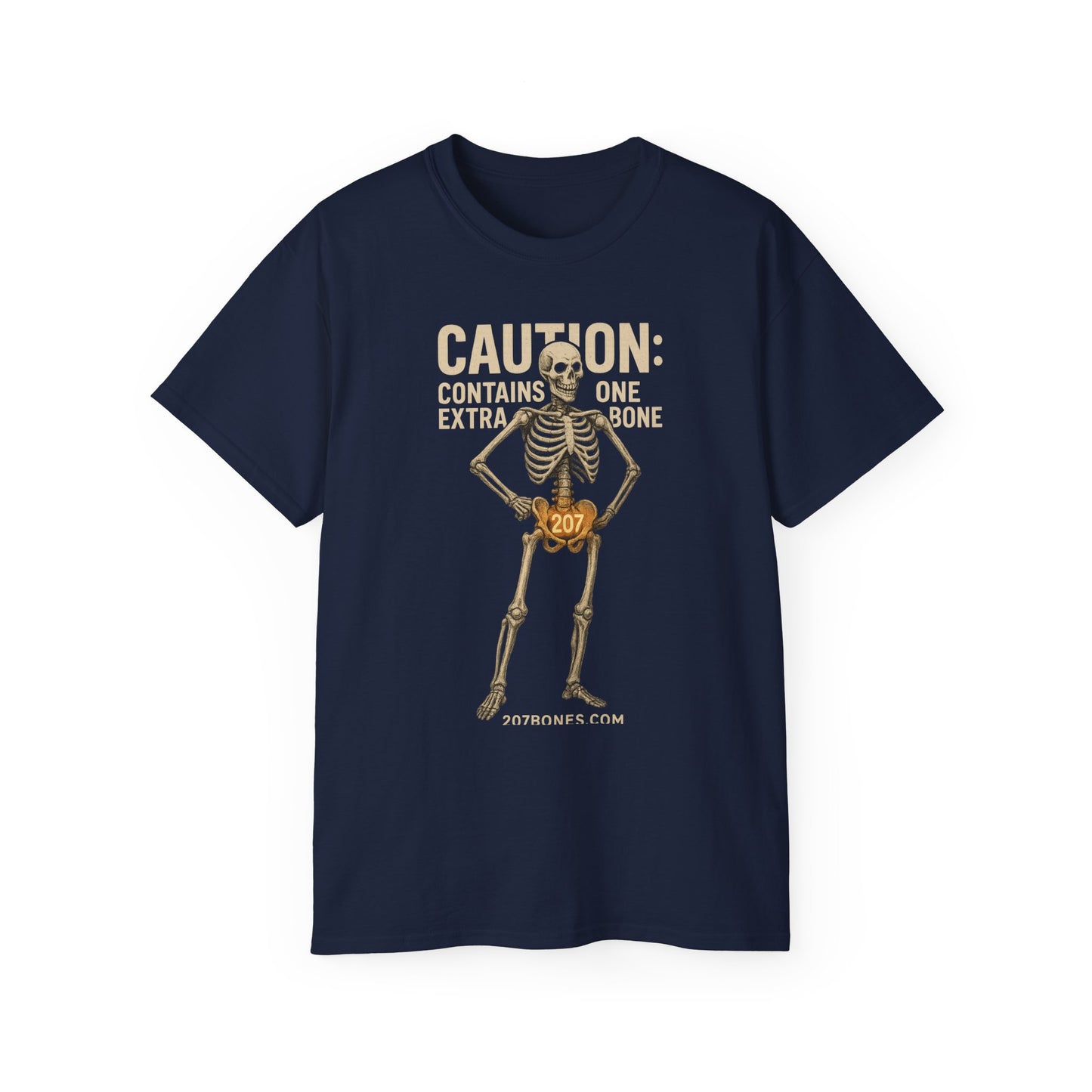 Caution Extra Bone Skeleton Tee, Funny Halloween Shirt, Unisex Spooky T-Shirt, Gift for Bone Lovers, Unique Skull Graphic Tee