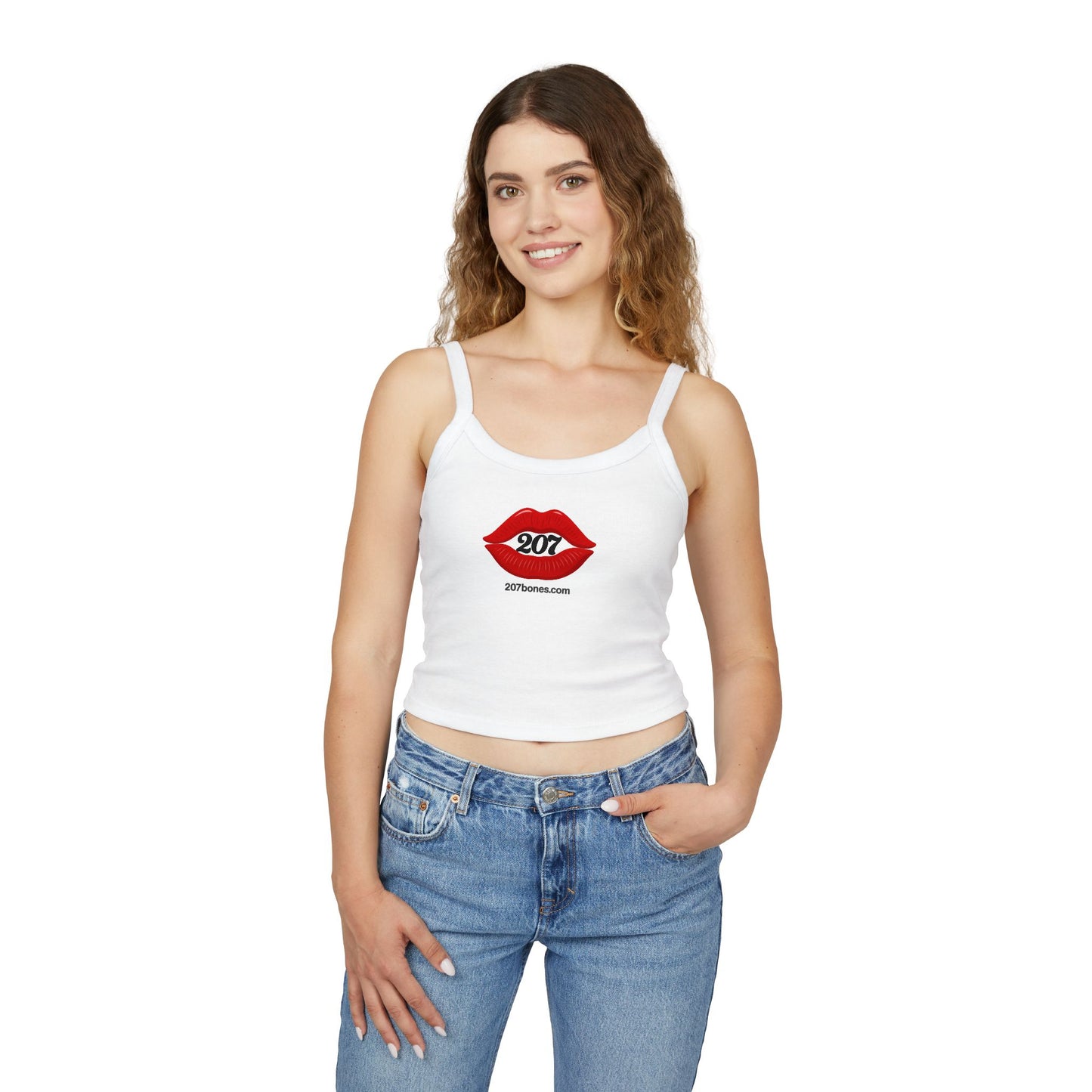 Sassy Lips Women's Spaghetti Strap Tank Top, Summer Fashion, Casual Wear, Gift for Her, Cute Outfit, Festival Top, Trendy Apparel