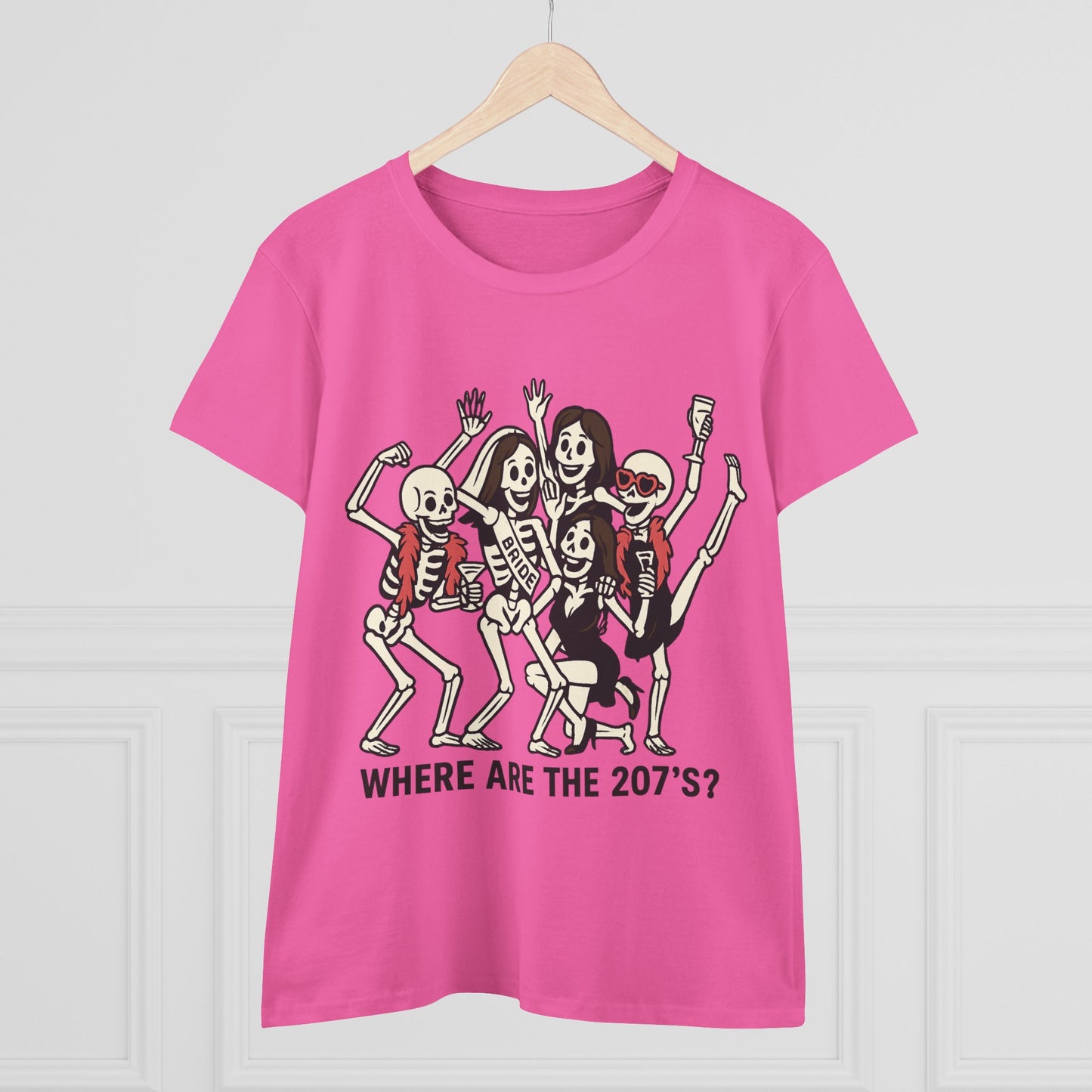 Skeleton Party Women's Tee - Spooky Fun T-Shirt for Halloween, Casual Wear, Gift for Friends, Party Outfit, 207'S Theme